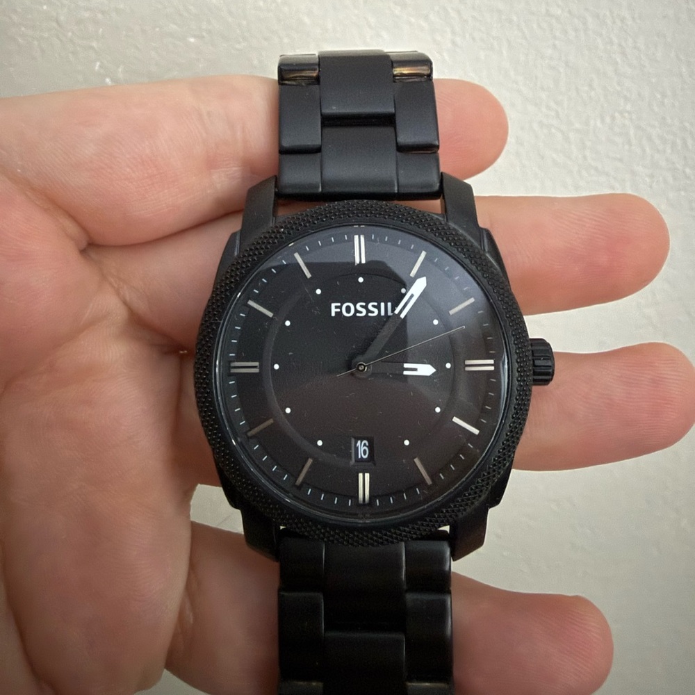 Fossil Matte Black Watch with Date Display